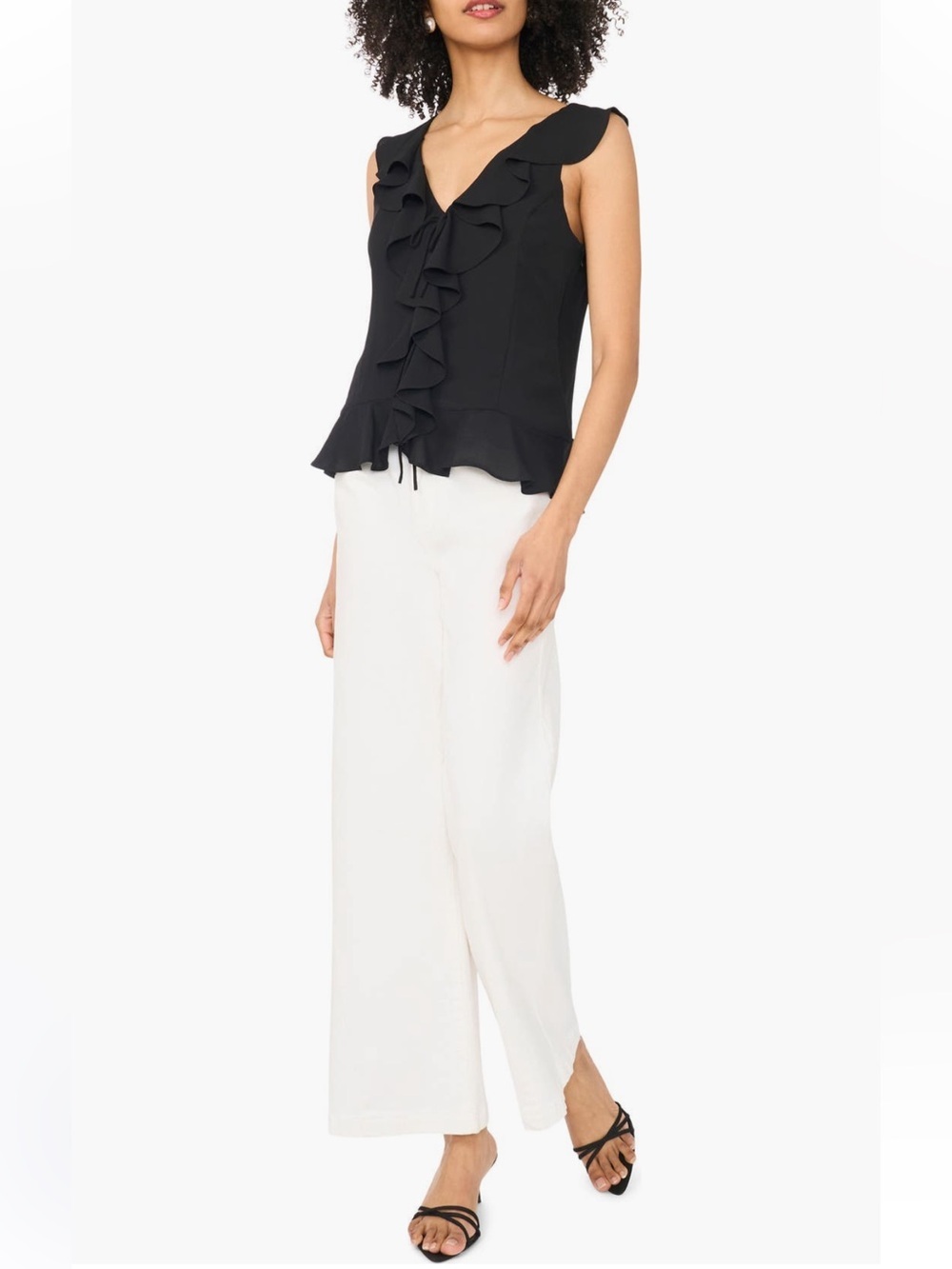 1. State Ruffle V-Neck Top In Rich Black - Picture 5 of 12